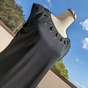 Black Sleeveless Knit Top with Grommet Trim by INC International Concepts
